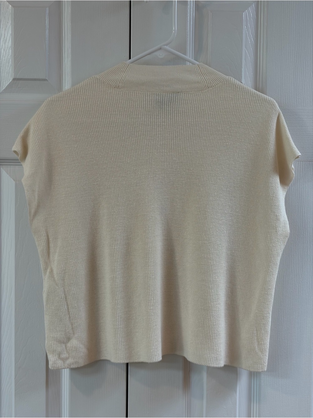 Eileen Fisher Ivory Cotton/Linen Blend Cropped Boxy Mock Neck Top Size S - Picture 5 of 9